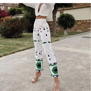 ZARA Embroidered Linen Blend Pants New